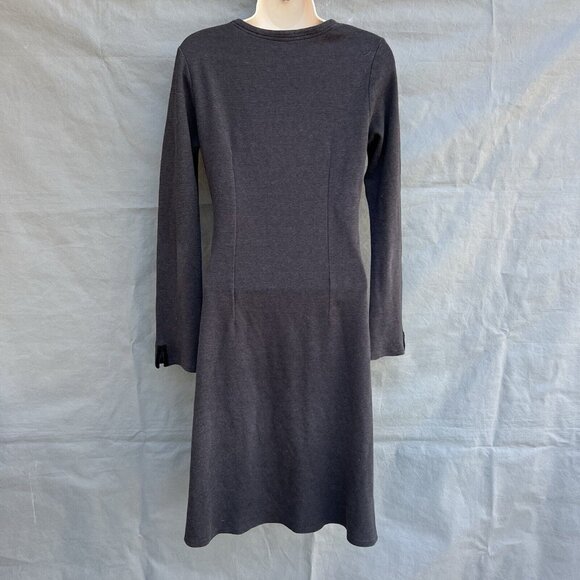 Horny Toad Dark Gray Long Sleeve Stretchy Dress Sz Small Tomboy Aline Faux Wrap - Picture 2 of 5